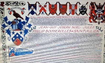 Original letters patent document, as displayed on the Hartsyde entry